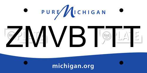 ZMVBTTT Michigan License Plate