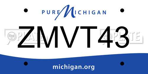 ZMVT43 Michigan License Plate