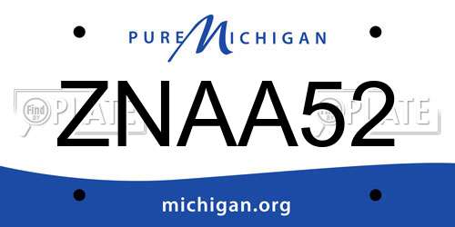 ZNAA52 Michigan License Plate