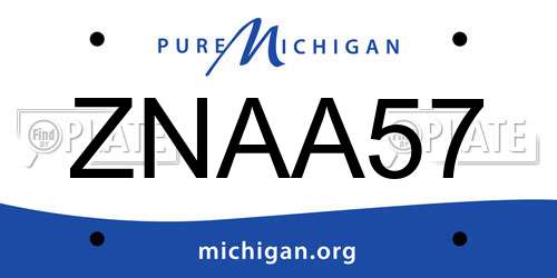 ZNAA57 Michigan License Plate