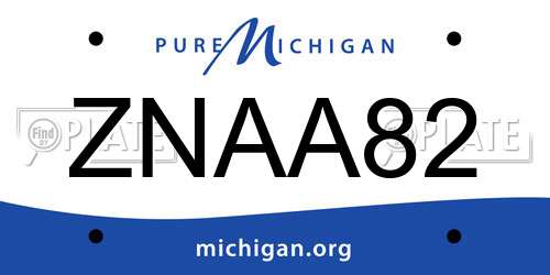 ZNAA82 Michigan License Plate