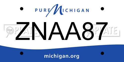 ZNAA87 Michigan License Plate