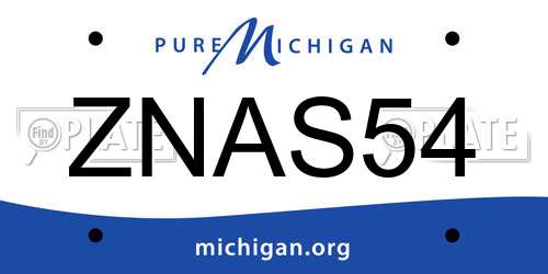 ZNAS54 Michigan License Plate