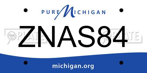 ZNAS84 Michigan License Plate