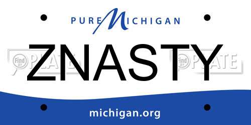 ZNASTY Michigan License Plate