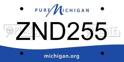 ZND255 Michigan License Plate