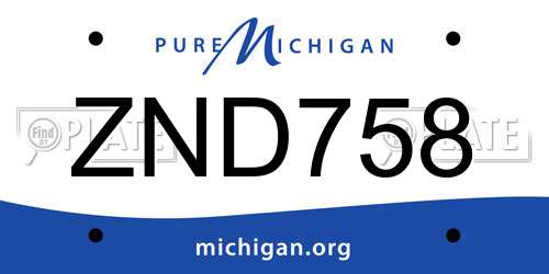 ZND758 Michigan License Plate