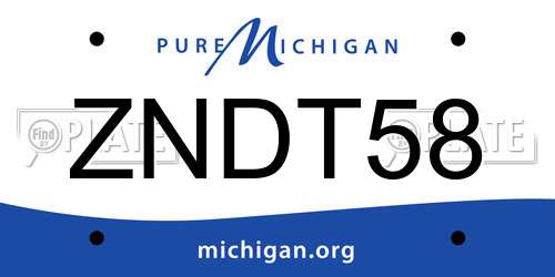 ZNDT58 Michigan License Plate