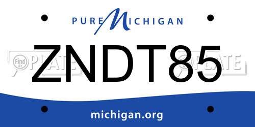 ZNDT85 Michigan License Plate