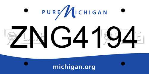 ZNG4194 Michigan License Plate