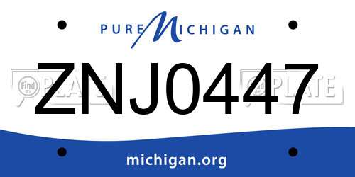 ZNJ0447 Michigan License Plate