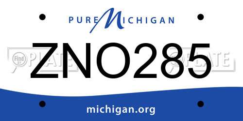 ZNO285 Michigan License Plate