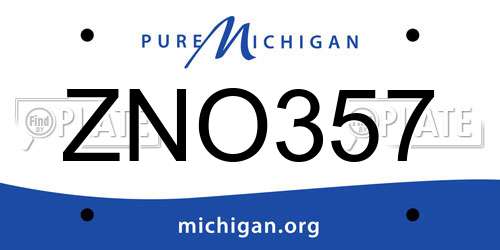 ZNO357 Michigan License Plate