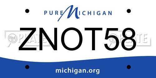 ZNOT58 Michigan License Plate