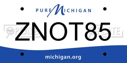 ZNOT85 Michigan License Plate