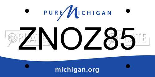 ZNOZ85 Michigan License Plate