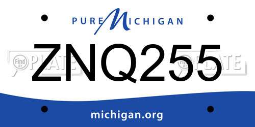 ZNQ255 Michigan License Plate