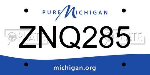 ZNQ285 Michigan License Plate