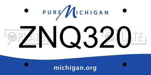 ZNQ320 Michigan License Plate
