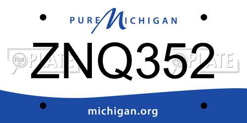 ZNQ352 Michigan License Plate