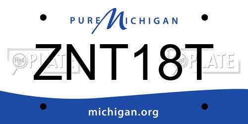 ZNT18T Michigan License Plate