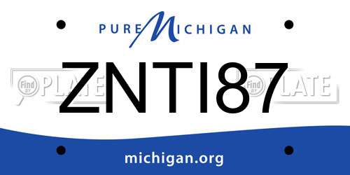 ZNTI87 Michigan License Plate