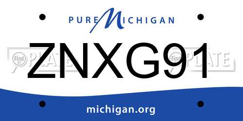 ZNXG91 Michigan License Plate