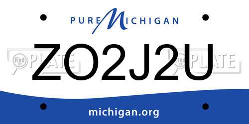 ZO2J2U Michigan License Plate