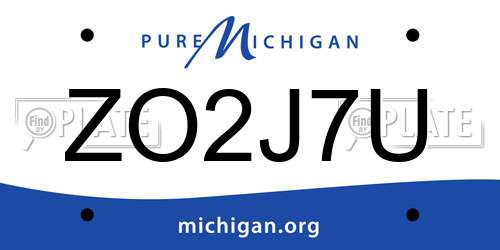 ZO2J7U Michigan License Plate