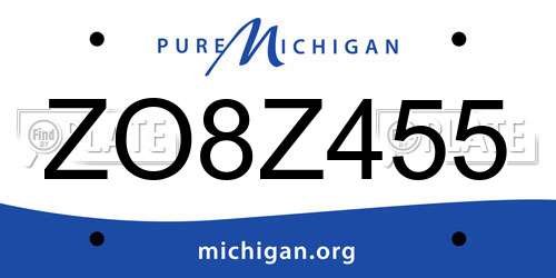 ZO8Z455 Michigan License Plate