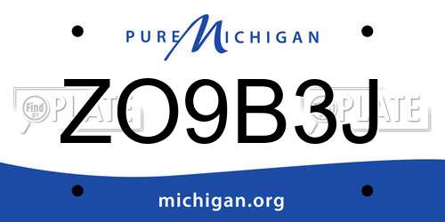 ZO9B3J Michigan License Plate