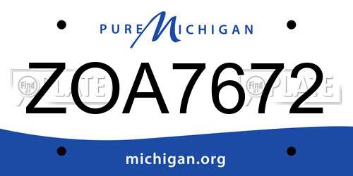 ZOA7672 Michigan License Plate