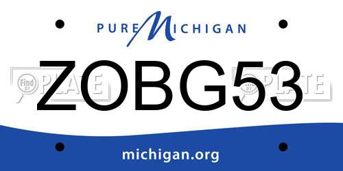ZOBG53 Michigan License Plate