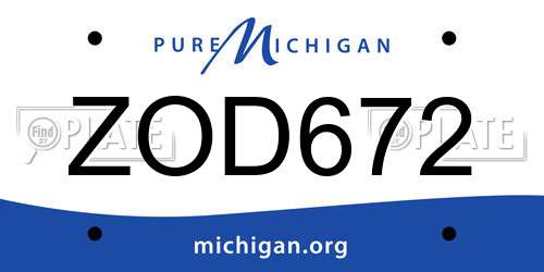 ZOD672 Michigan License Plate