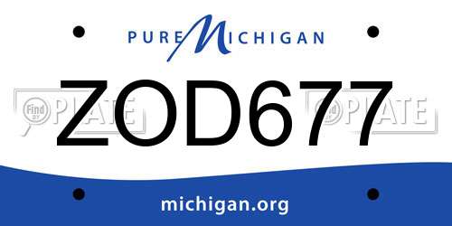 ZOD677 Michigan License Plate