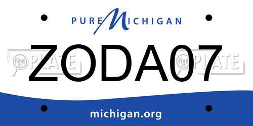 ZODA07 Michigan License Plate