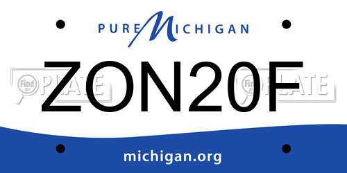ZON20F Michigan License Plate