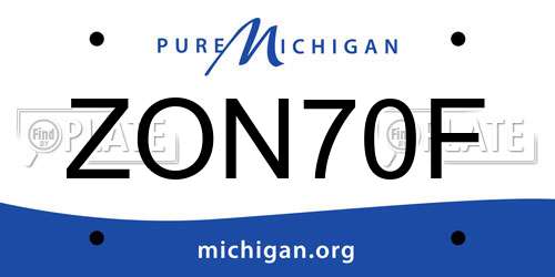 ZON70F Michigan License Plate
