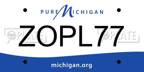 ZOPL77 Michigan License Plate