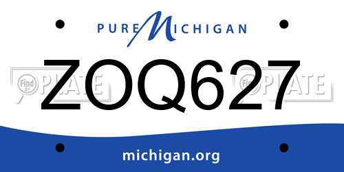 ZOQ627 Michigan License Plate