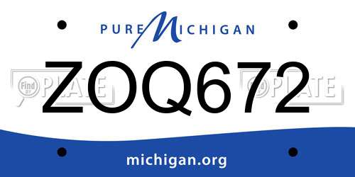 ZOQ672 Michigan License Plate