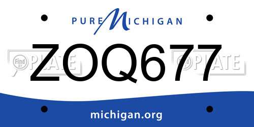 ZOQ677 Michigan License Plate