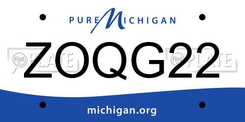 ZOQG22 Michigan License Plate