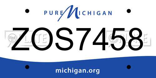 ZOS7458 Michigan License Plate