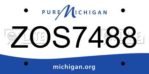 ZOS7488 Michigan License Plate