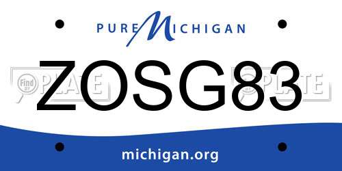 ZOSG83 Michigan License Plate