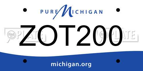 ZOT200 Michigan License Plate