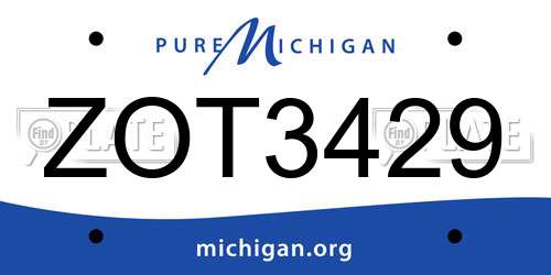 ZOT3429 Michigan License Plate