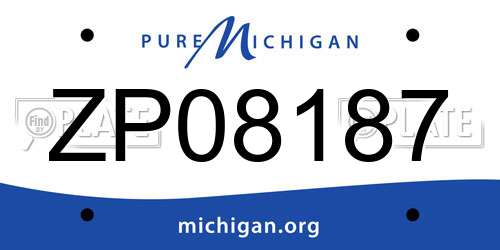 ZP08187 Michigan License Plate