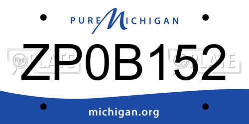 ZP0B152 Michigan License Plate